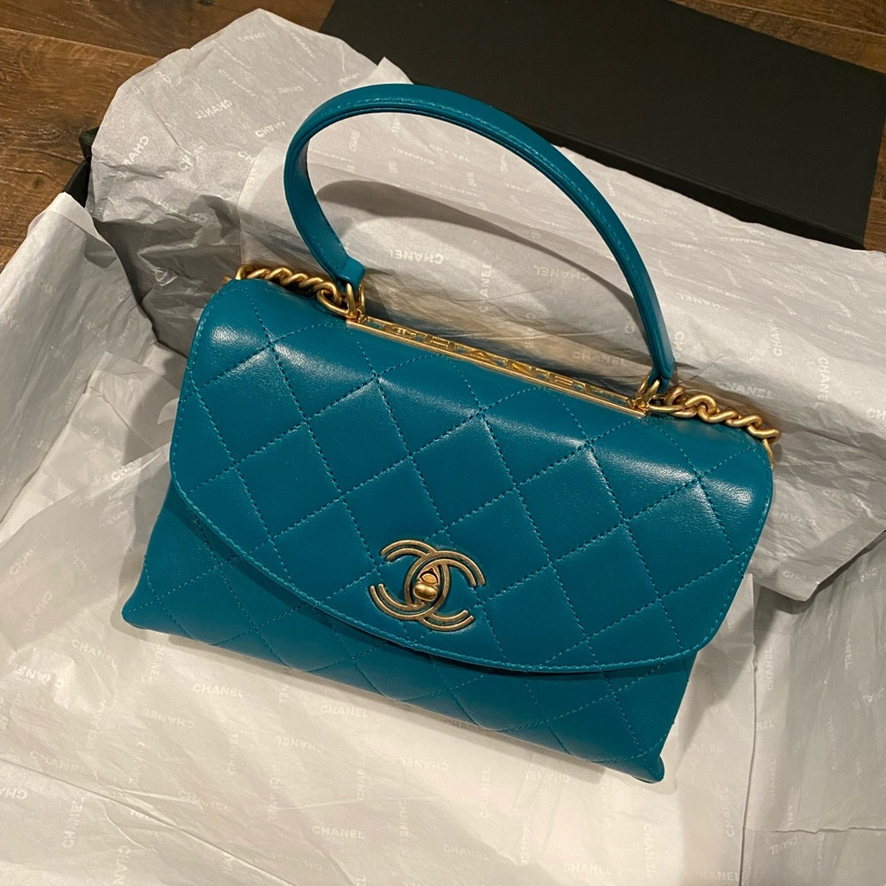Chanel Lambskin Quilted Small Trendy Spirit Top Handle Bag